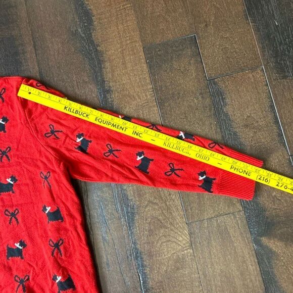 Karen Scott Scottie dog sweater womens size xl red black bows novelty print soft - Picture 9 of 11